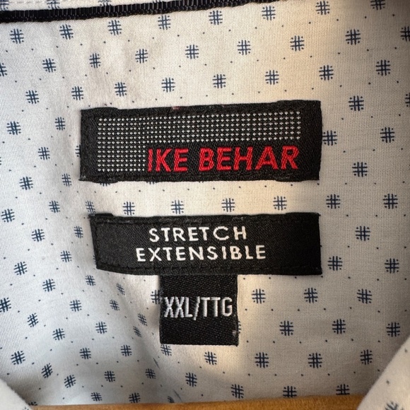 IKE Behar Men's‎ Short Sleeve X Patterned Casual Button Up Shirt Charcoal XXL - Picture 2 of 12